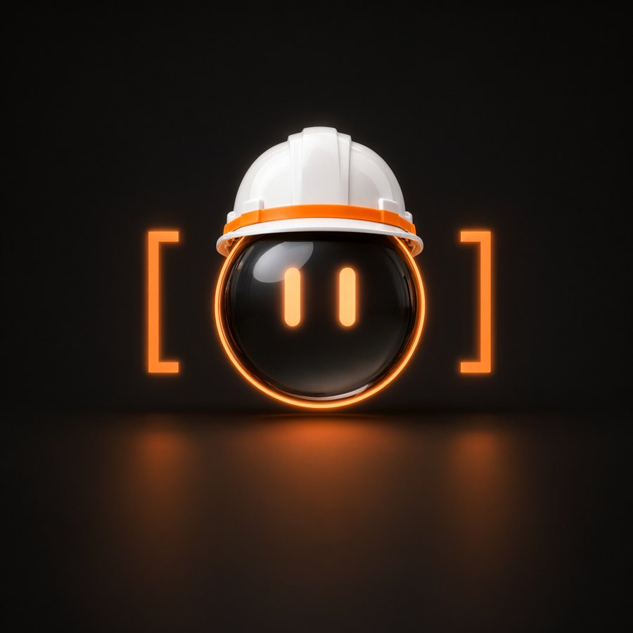 TheIO 3D render wearing a white hard hat